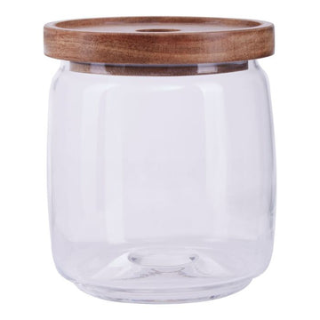 Set of 2 Tromso Glass Storage Jars with Wood Lid 860/1260ml