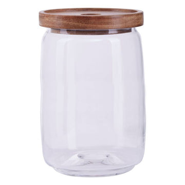 Tromso Glass Storage Jar 1260ml with Wood Lid