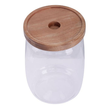 Tromso Glass Storage Jar 1260ml with Wood Lid