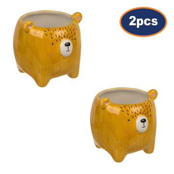 2Pcs Bear Indoor Ceramic Planter