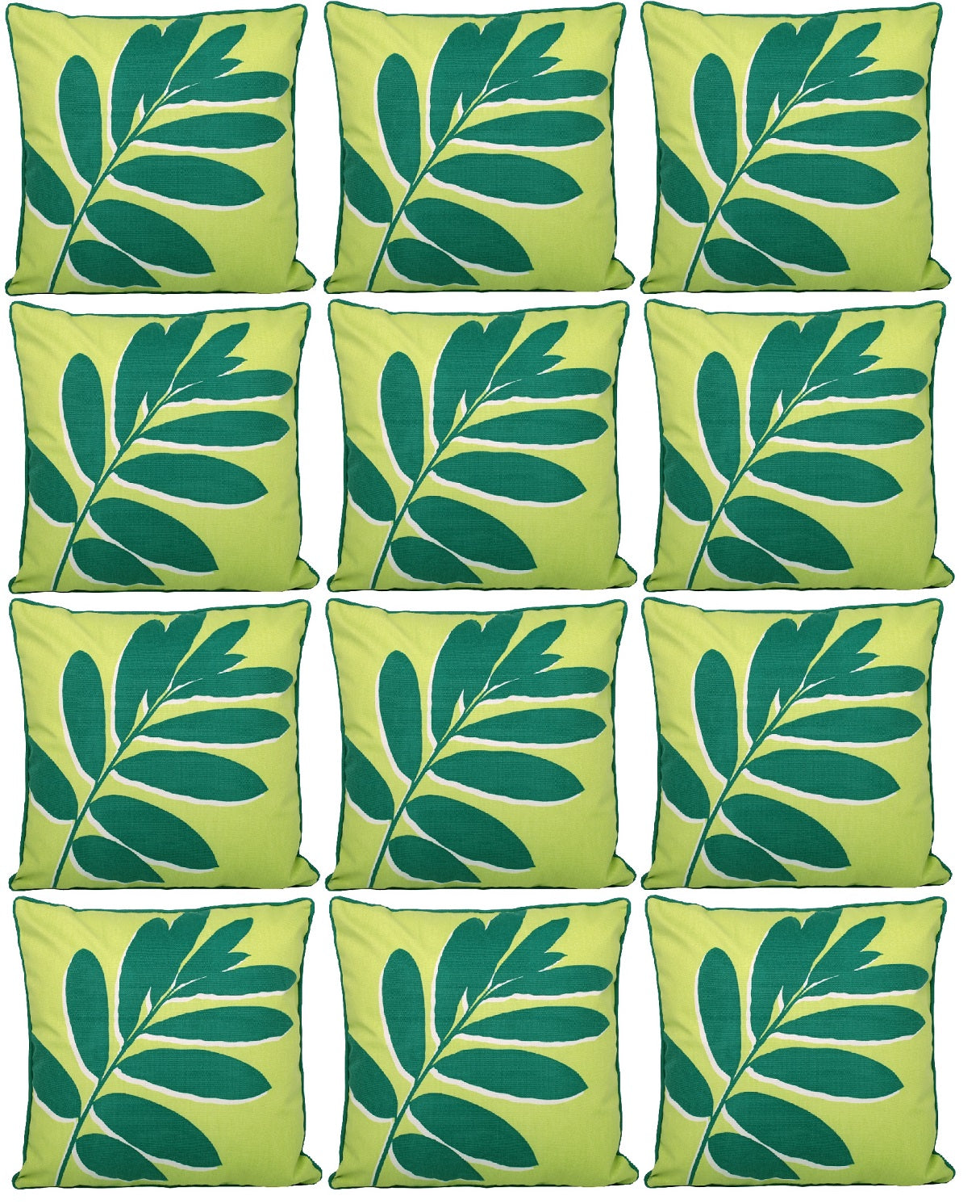12pc Outdoor Filled Cushion Cover Green Leaf