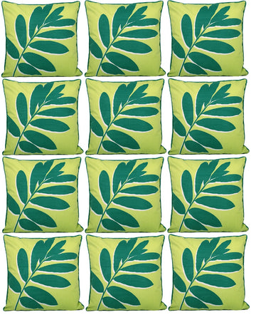 12pc Outdoor Cushion Cover Green Leaf