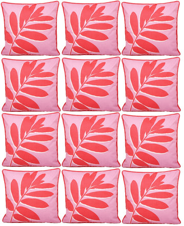12pc Outdoor Cushion Cover Pink Leaf