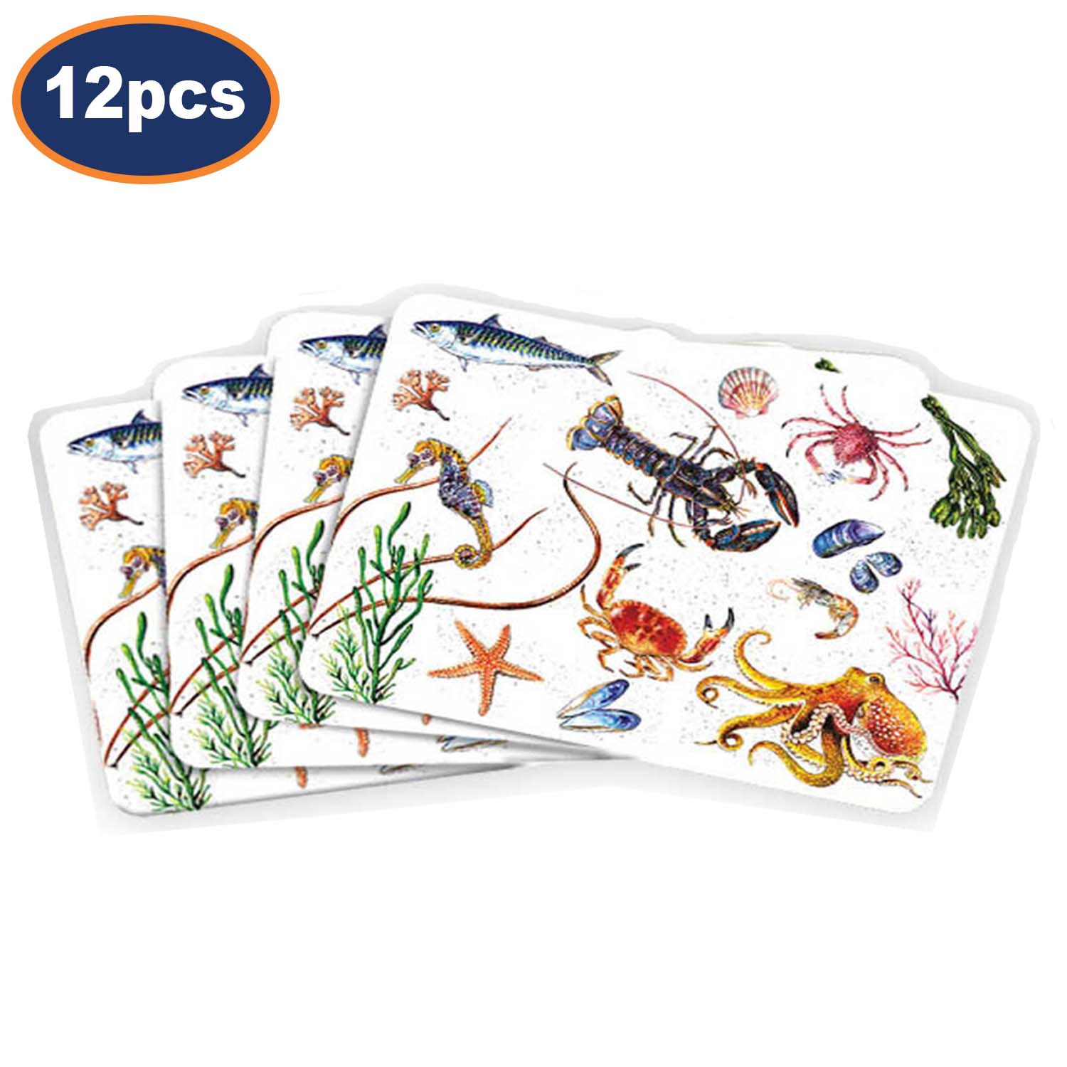 12Pcs Fruits De Mer Rectangular Placemats