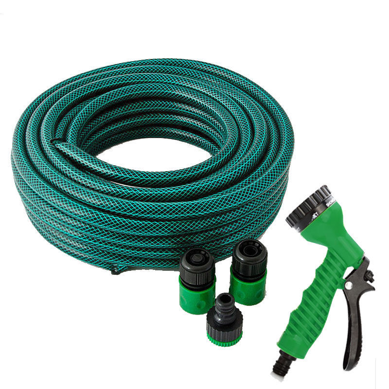 30m Reinforced 3 Layer Braided Garden Hose Pipe Spray Gun