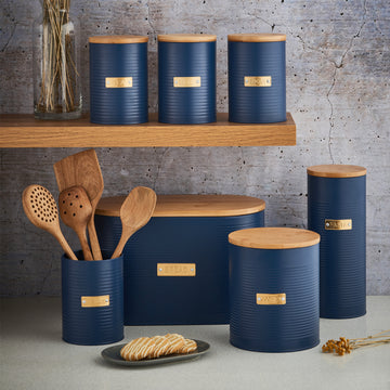 Typhoon Navy Blue Tin Sugar Canister