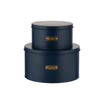 2pcs Typhoon Navy Blue Ribbed Effect Cake Canister
