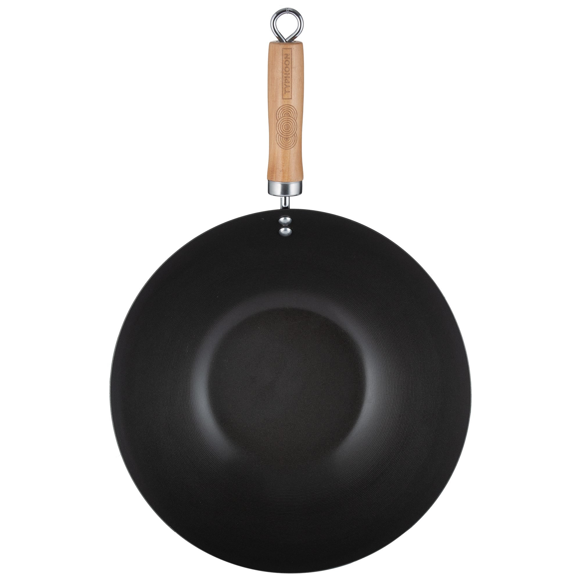 31cm Carbon Steel Induction Black Wooden Handle Wok Cookware