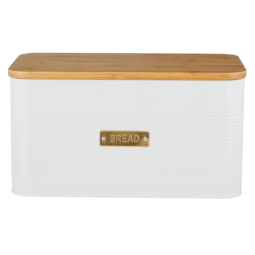 White Steel Bread Bin Square Canister