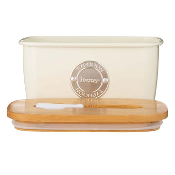 16oz Cream-coated Airtight Butter Dish & Spatula Set