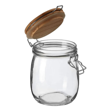 2Pcs Small Wood Clip Glass Jars Set