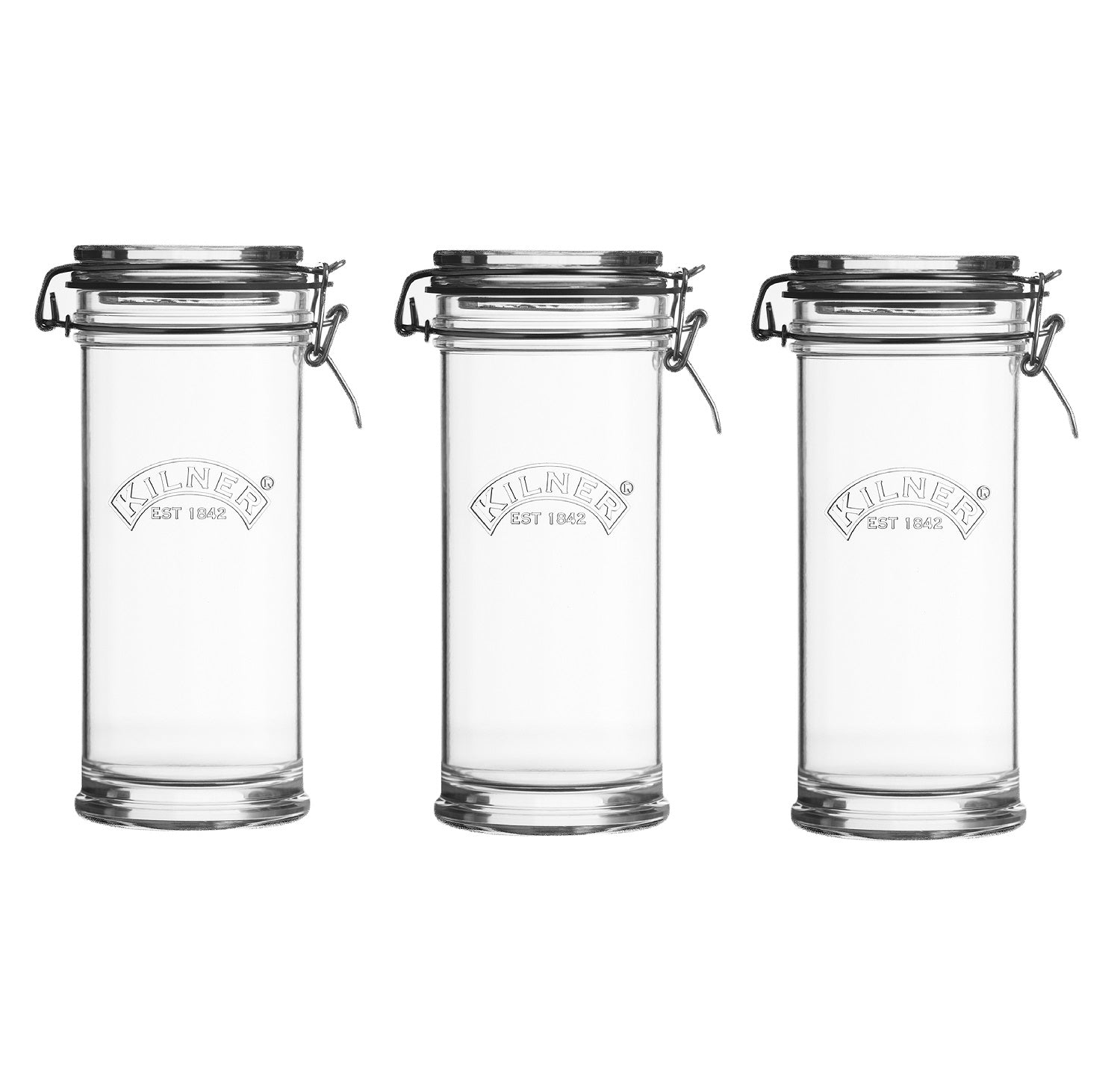 Kilner Set-Of-3 1Litre Clip Top Lid Glass Jars