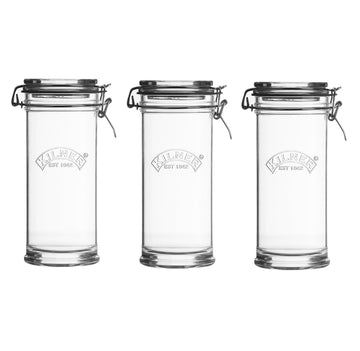 Kilner Set-Of-3 1Litre Clip Top Lid Glass Jars