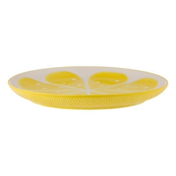 2Pc Lemon Serving Bowl & Round Ceramic Platter