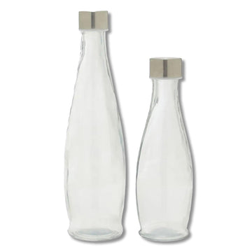 Set of 2 Glass Bottles with Screw Top Lid Tapered Design - 500ml & 1000ml