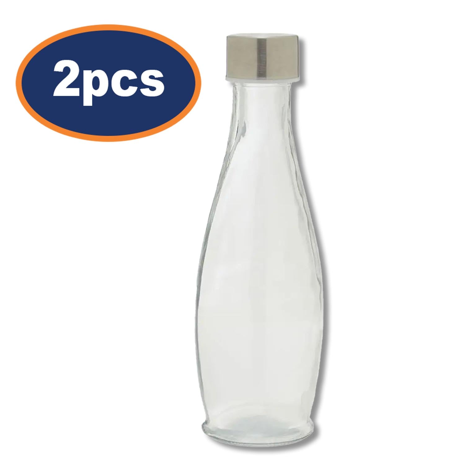 2pcs 550ml Glass Bottles with Screw Top Lid Tapered Design