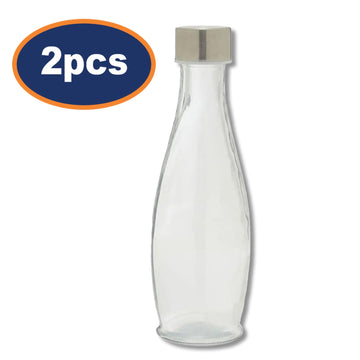 2pcs 550ml Glass Bottles with Screw Top Lid Tapered Design