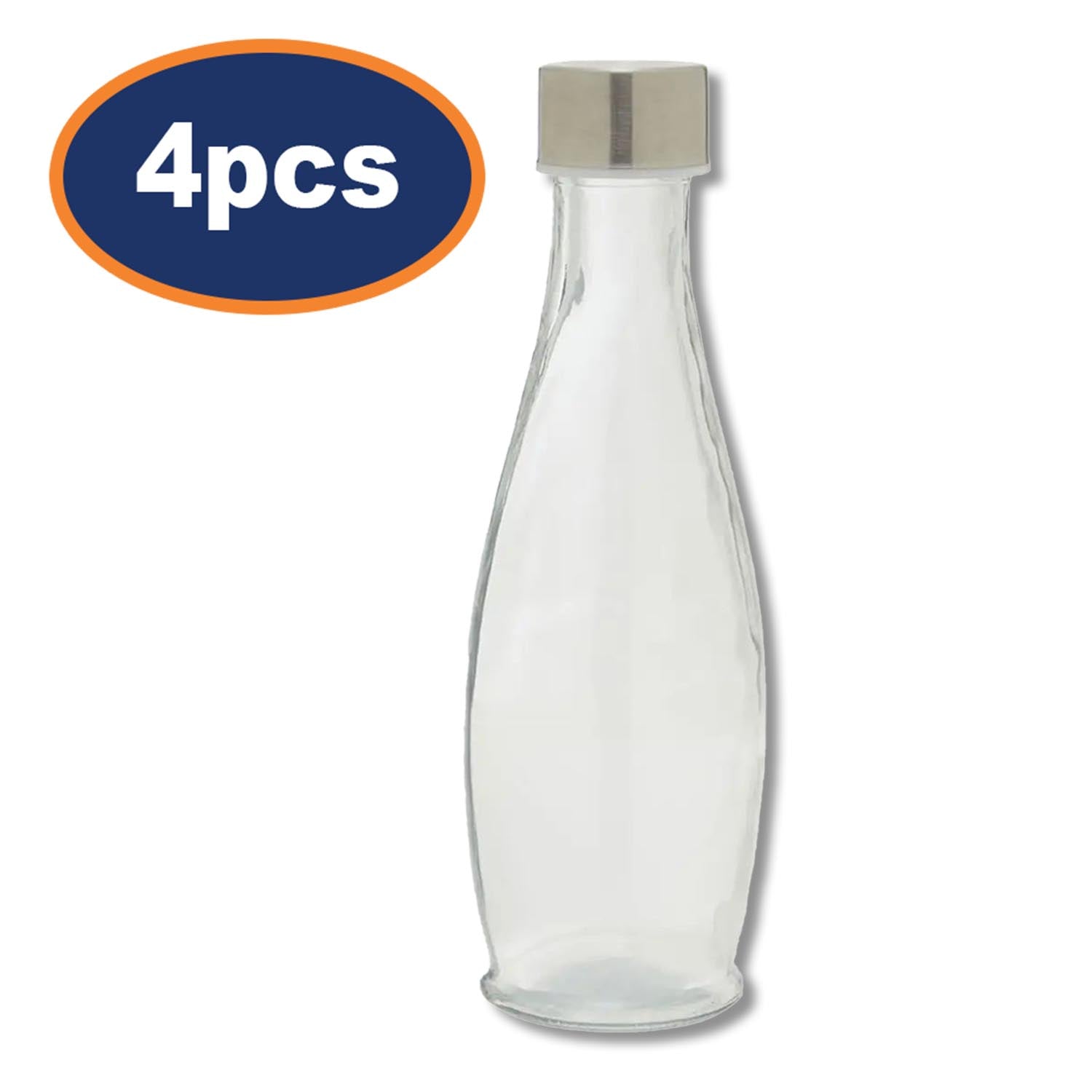 4pcs 550ml Glass Bottles with Screw Top Lid Tapered Design