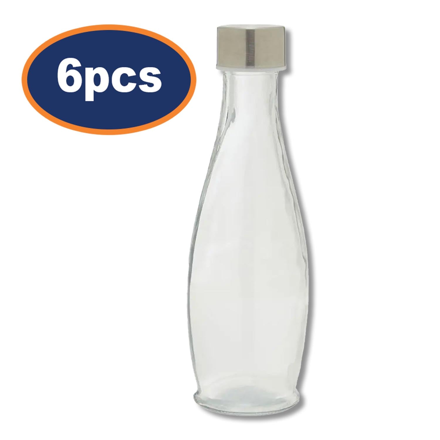 6pcs 550ml Glass Bottles with Screw Top Lid Tapered Design