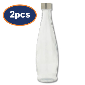 2pcs 1000ml Glass Bottles with Screw Top Lid Tapered Design