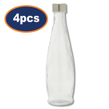 4pcs 1000ml Glass Bottles with Screw Top Lid Tapered Design