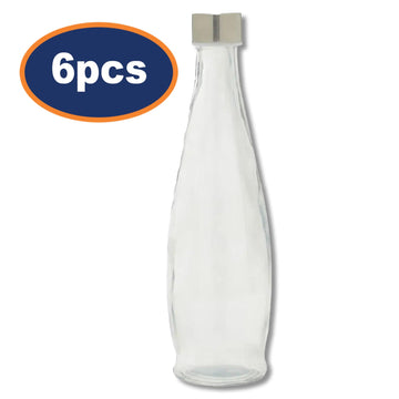 6pcs 1000ml Glass Bottles with Screw Top Lid Tapered Design