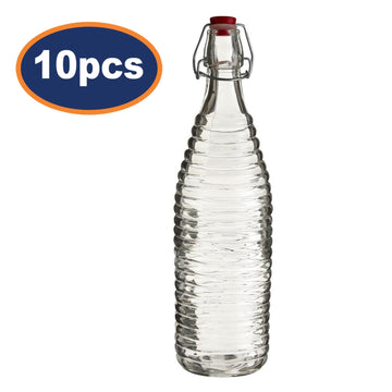 10pcs 1 Litre Clear Glass Bottle With Clip Stopper