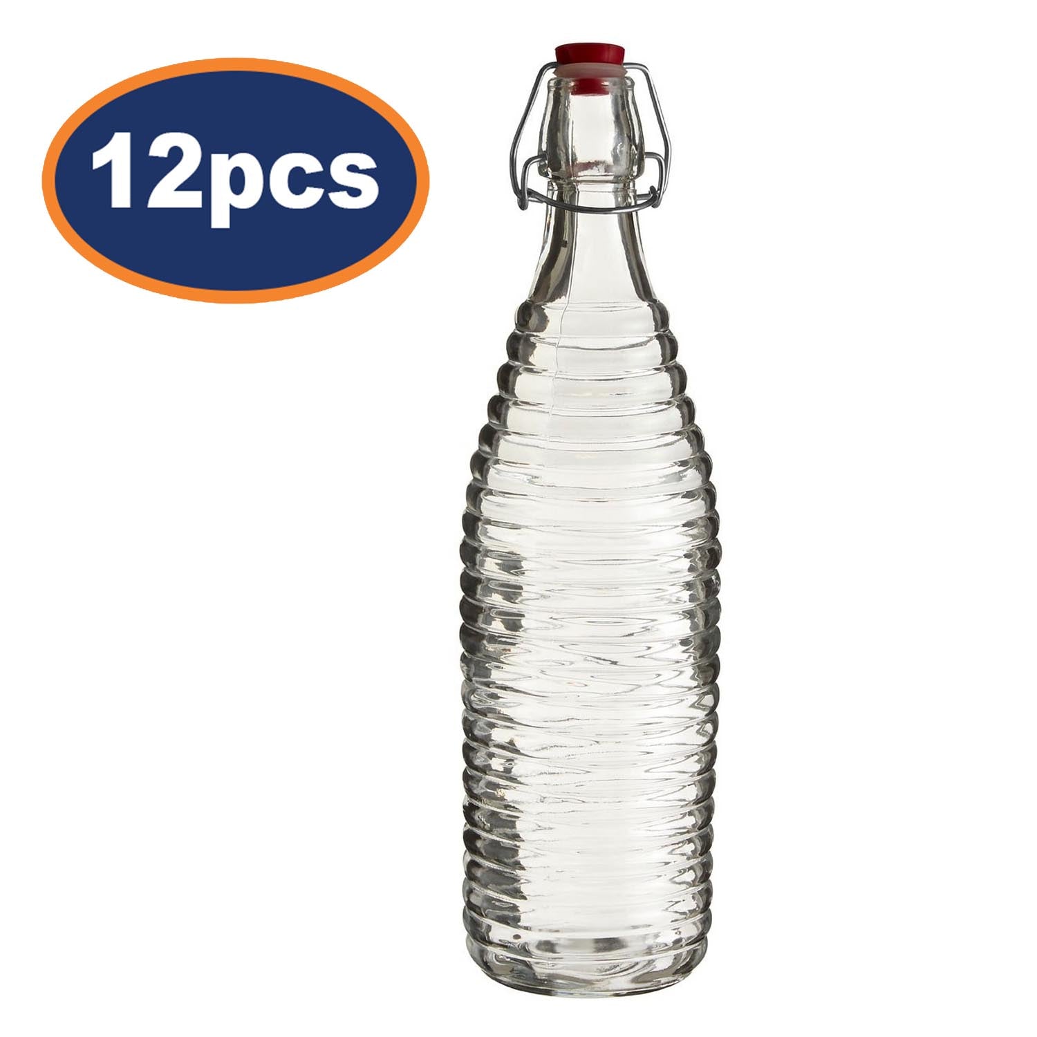 12pcs 1 Litre Clear Glass Bottle With Clip Stopper