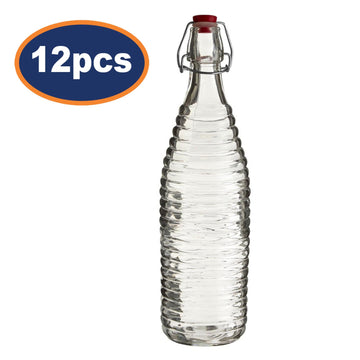 12pcs 1 Litre Clear Glass Bottle With Clip Stopper