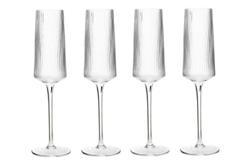 Elric Set of Four Ribbed Champagne Glasses