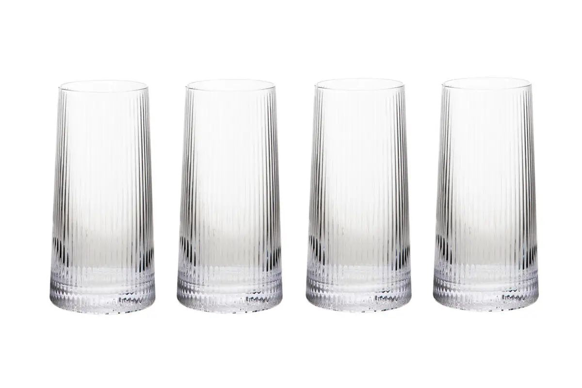Elric Set of Four Ribbed Hi Ball Glasses