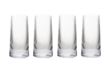 Elric Set of Four Ribbed Hi Ball Glasses