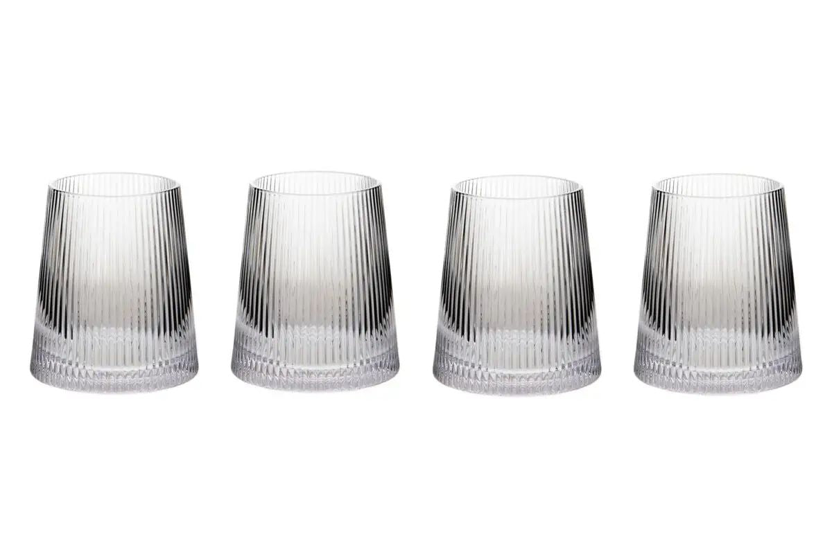 Elric Set of Four Ribbed Glass Tumblers