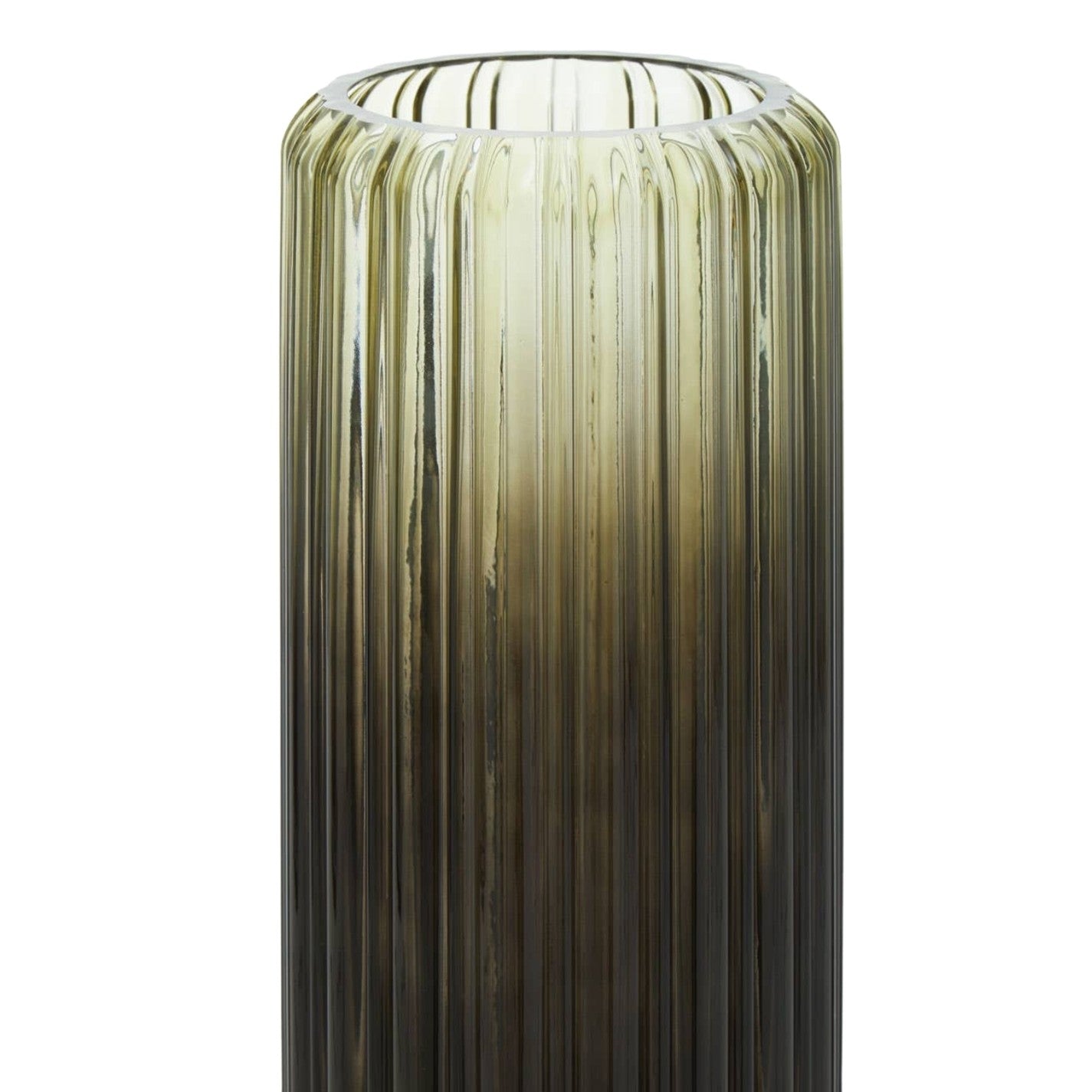 Cima Large Grey Ribbed Glass Vase