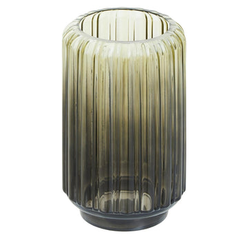 Cima Small Grey Ribbed Glass Vase