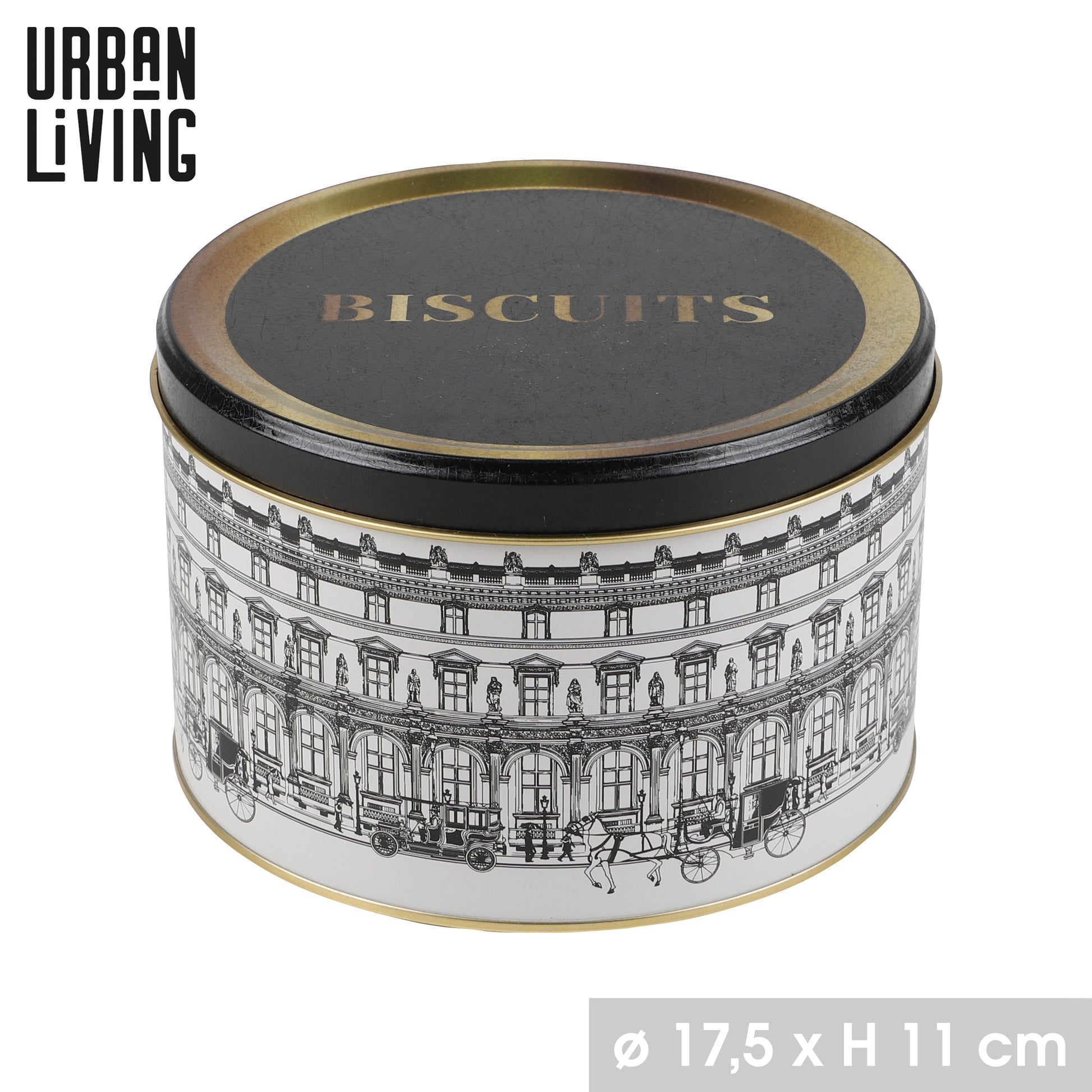 Biscuit Canister Black White Street Design