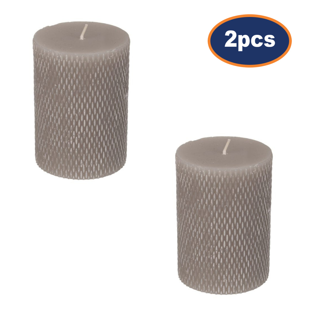 2Pcs Grey Hand Carved Pillar Candle
