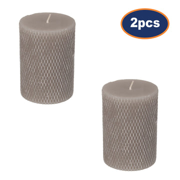 2Pcs Grey Hand Carved Pillar Candle