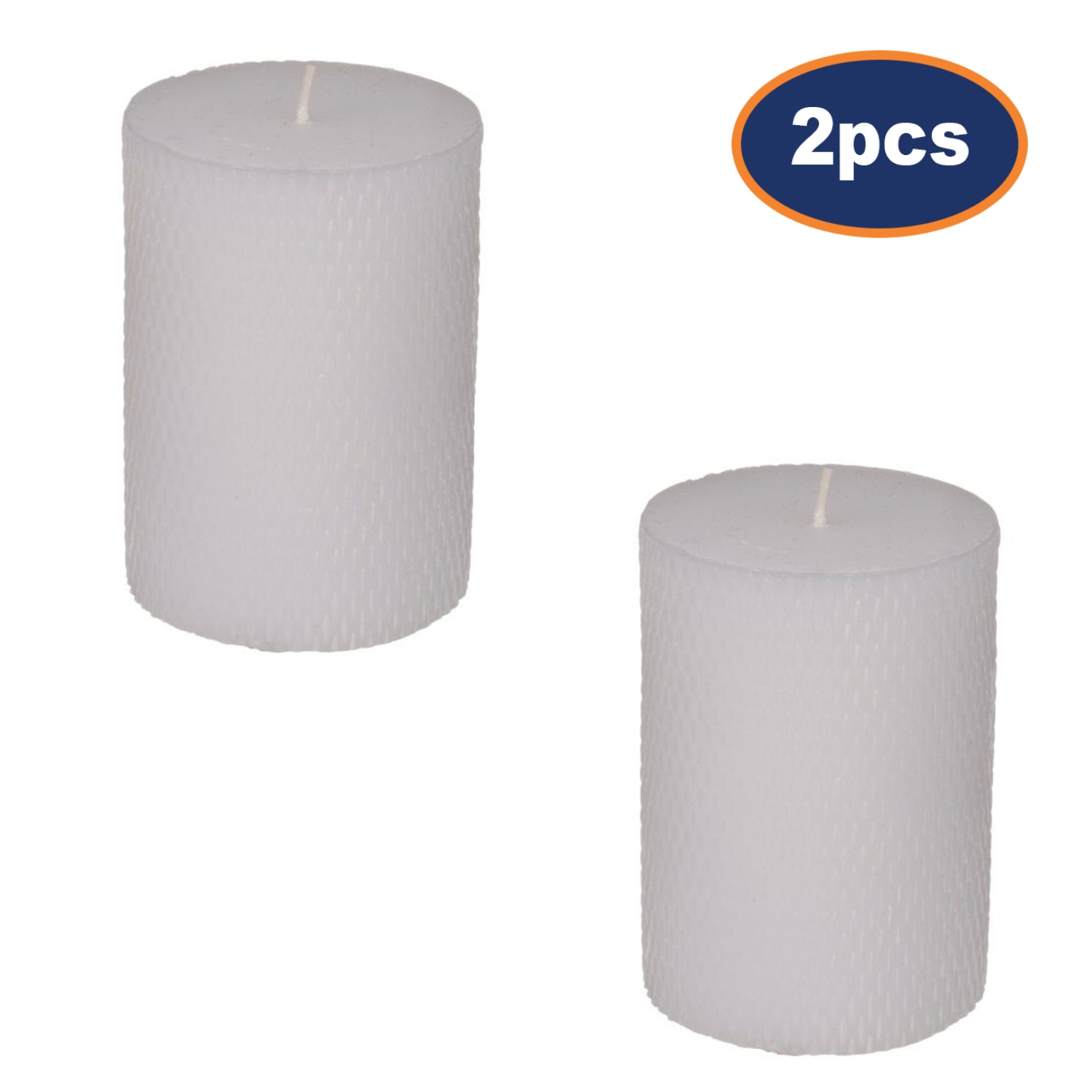 2Pcs White Hand Carved Pillar Candle