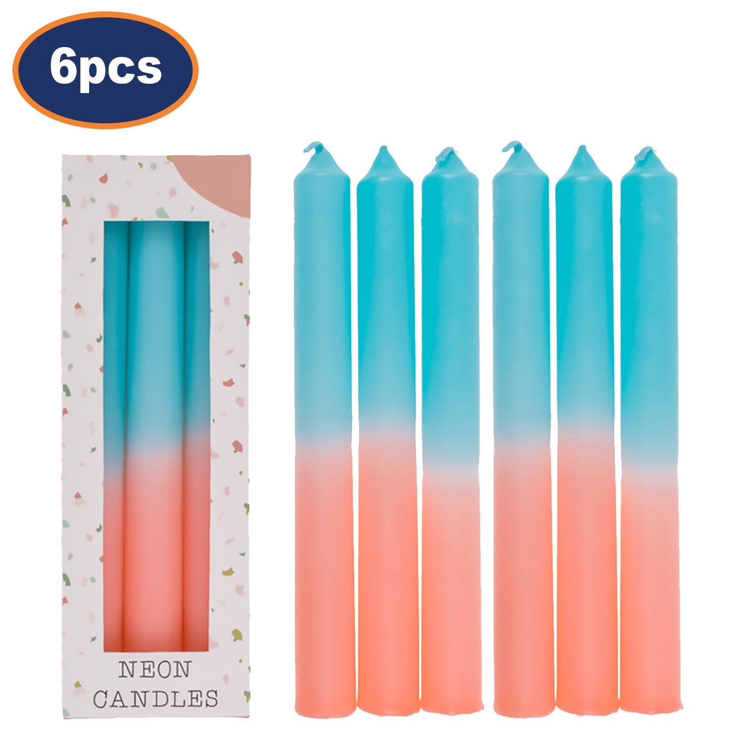 6Pcs Gradient Orange Green Stick Candle Centrepiece
