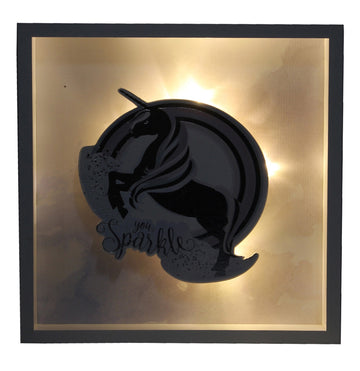 Wooden Unicorn Wall Plaque with LED - You Sparkle