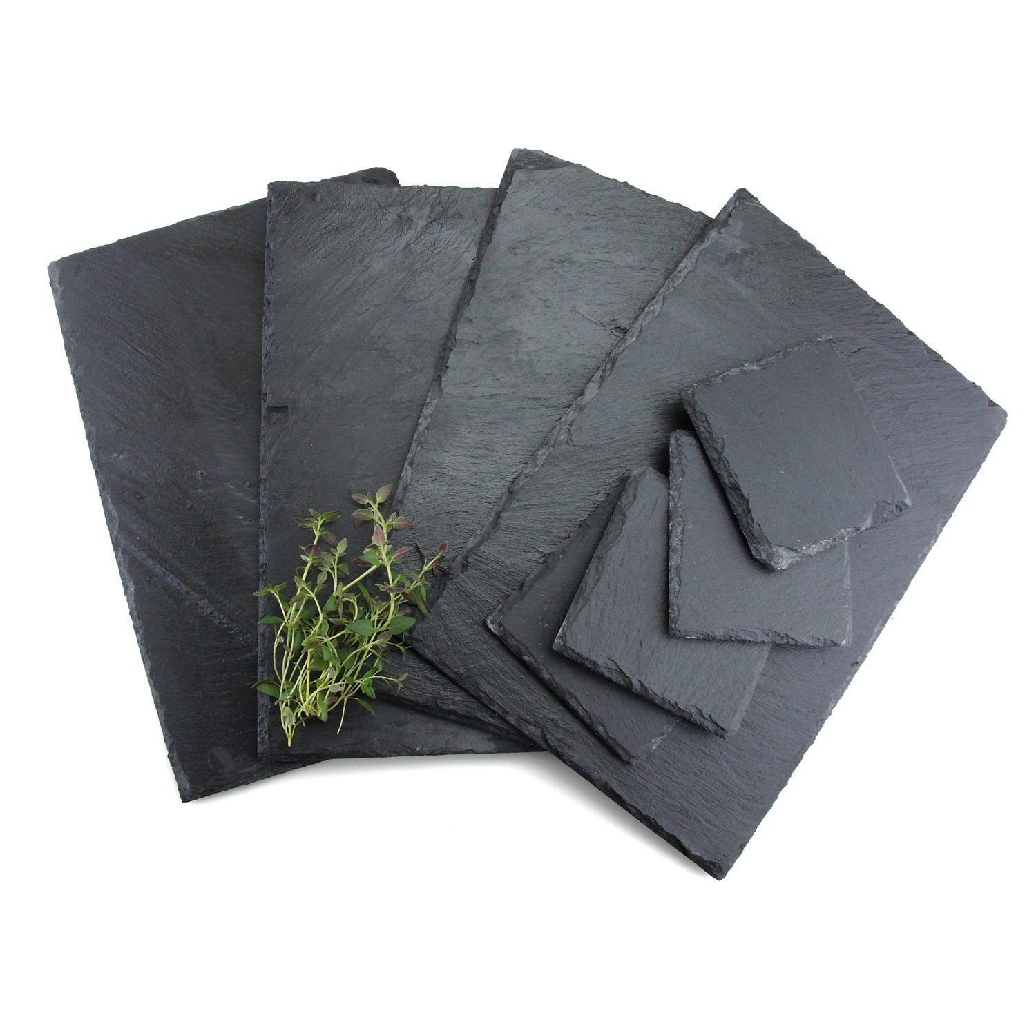 8pc Set of Grey Natural Slate Coasters and Placemats