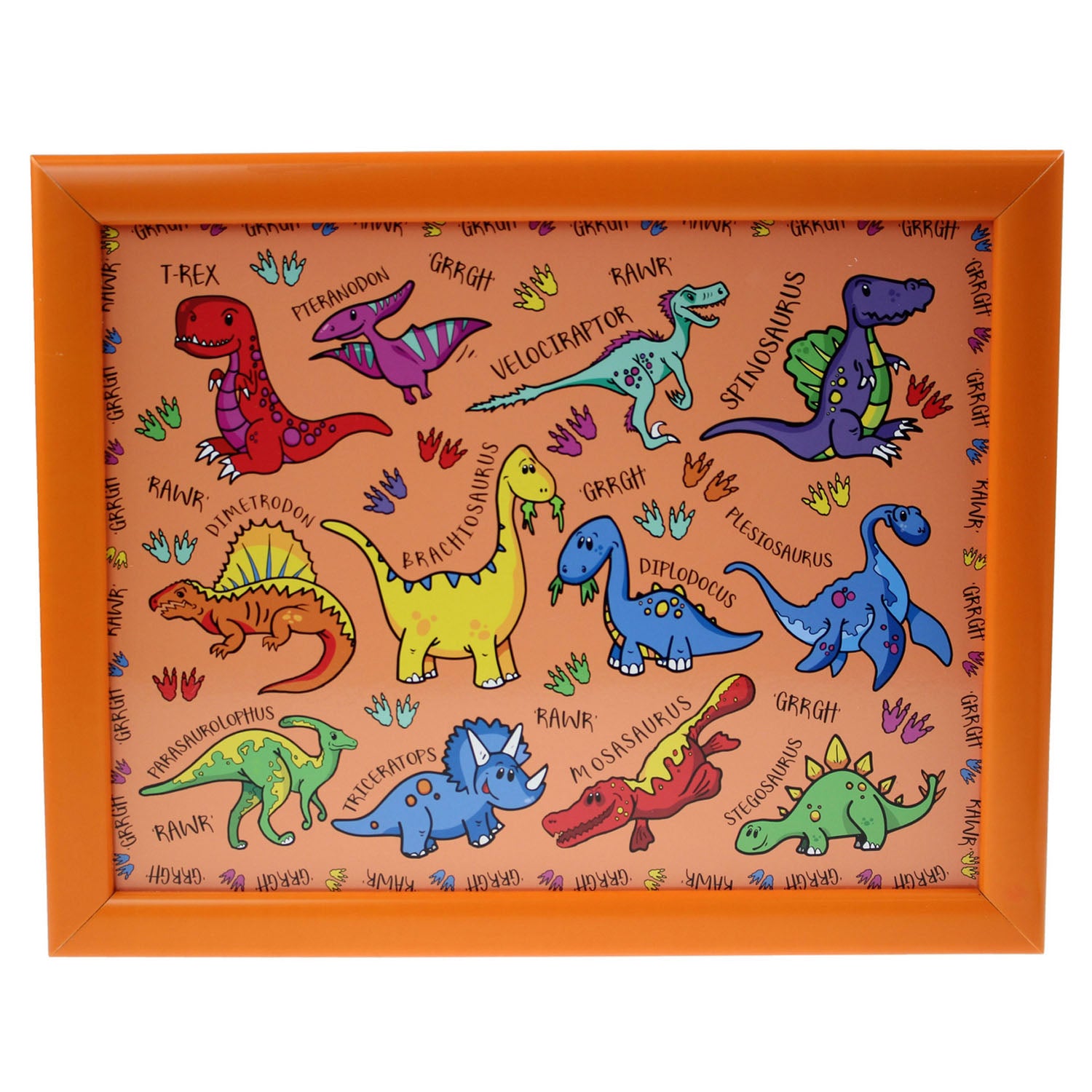 Orange Laptray for Kids - Dinosaur