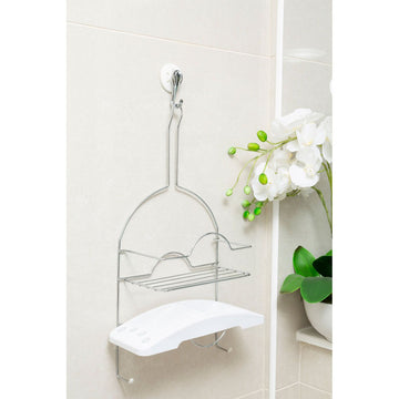 2 Tier White Tray Shower Caddy