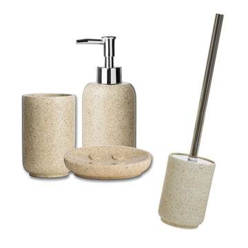 4pc Canyon Natural Marble Tumbler Soap Dish Toilet Brush & Bathroom Dispenser Set