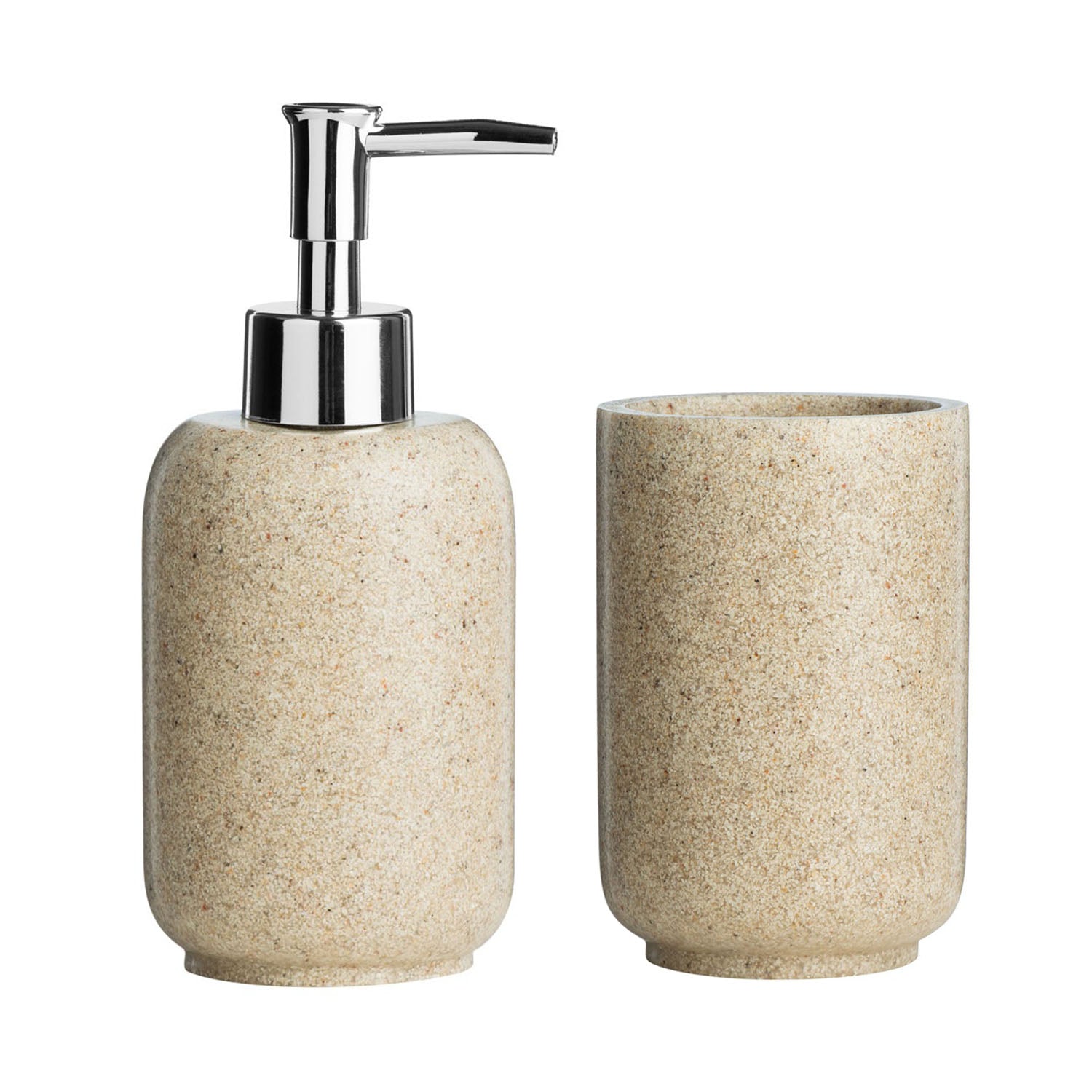 2pc Canyon Natural Marble Dispenser & Bathroom Tumbler Set