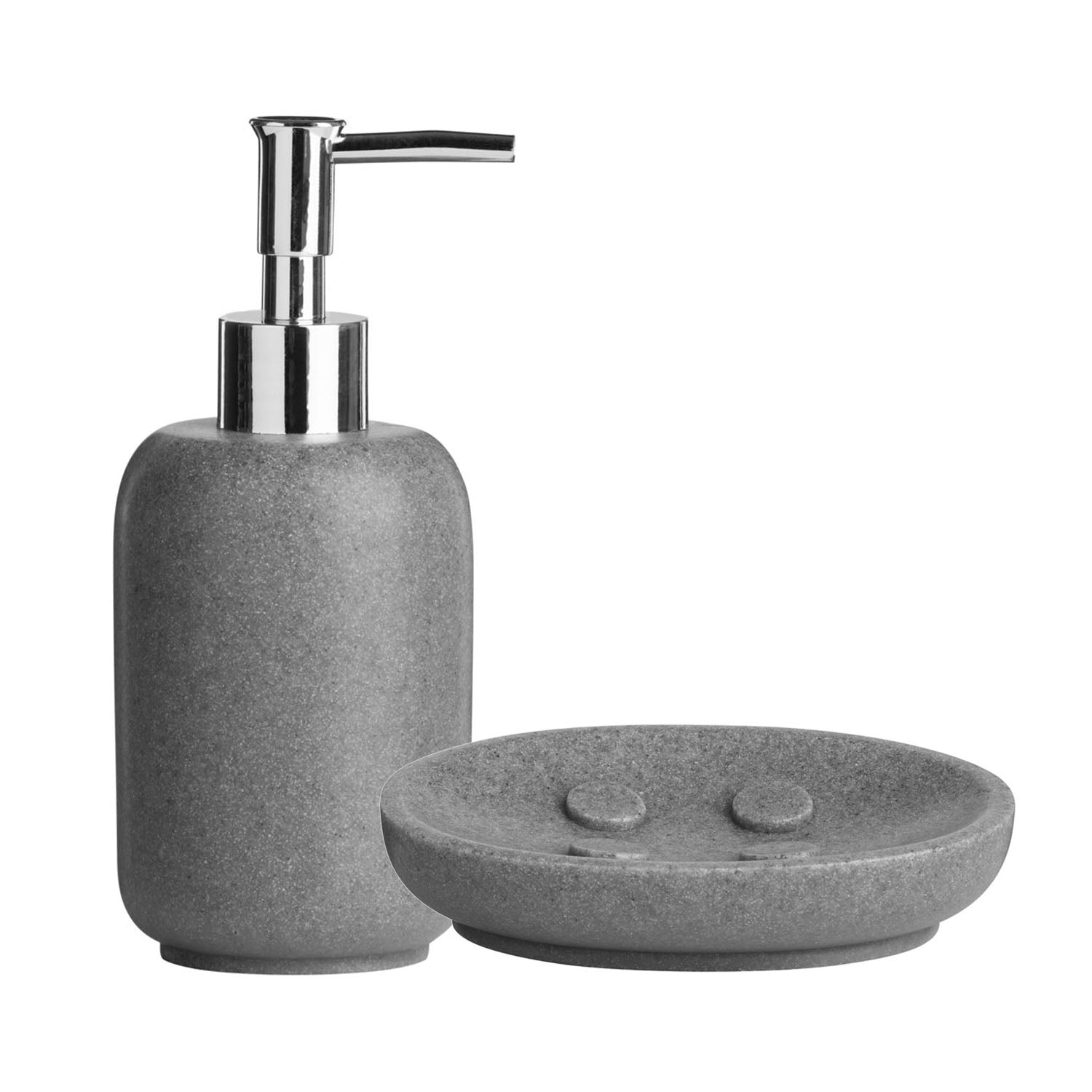 2pc Canyon Grey Stone Lotion Dispenser & Soap Dish Holder Set