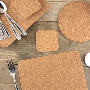 Pack Of 8 Cork Oak Non Slip Placemat & Coaster Set