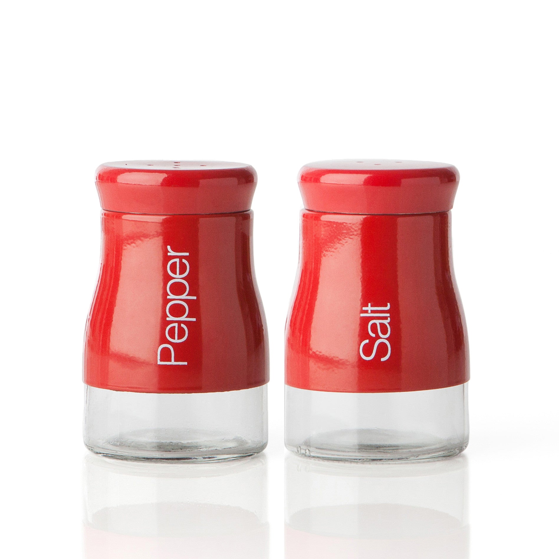 Red Glass Stainless Steel Salt & Pepper Shaker