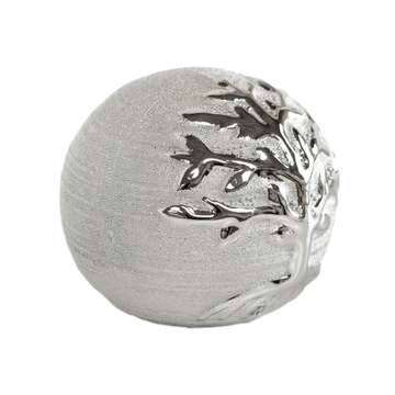 Tree of Life Silver Ceramic Ball Ornament